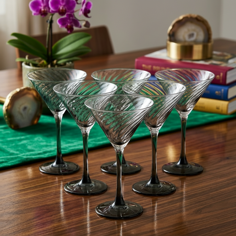 Smoky Grey Martini Glasses Set of 6