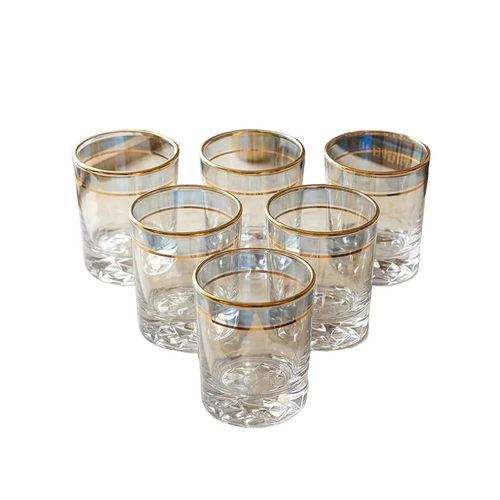 Modern Prism Gold Rim Glass Set of 6