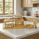 Luxury Airtight Canister Set with Bamboo Organizer Tray Set of 4