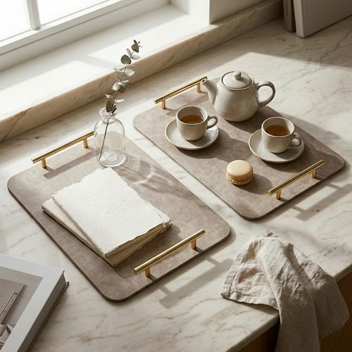 Modern Artisan Serving Trays with Gold Handles