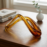 Amber Infinity Loop Art Glass Showpiece
