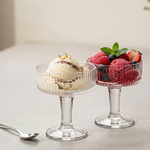 Artisan Ribbed Crystal Dessert Coupe Set of 2