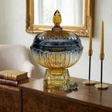 Amber & Smoke Glass Decorative Urn