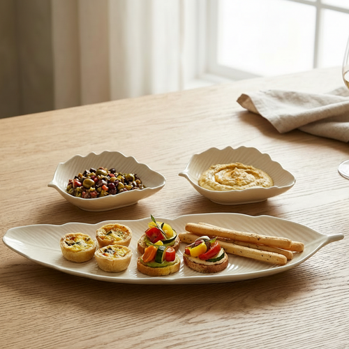 Botanical Leaf Serving Tray and Dipping Bowl Set