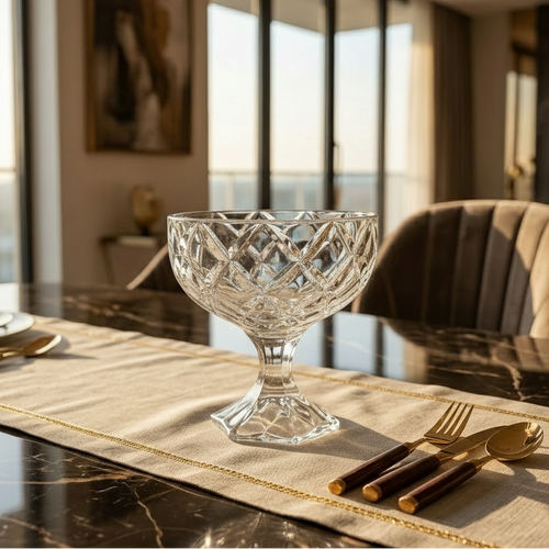 Elegant Cut Design Glass Bowl
