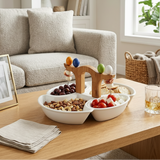 Multi-Compartment Serving Platter with Bamboo Handle & Skewers