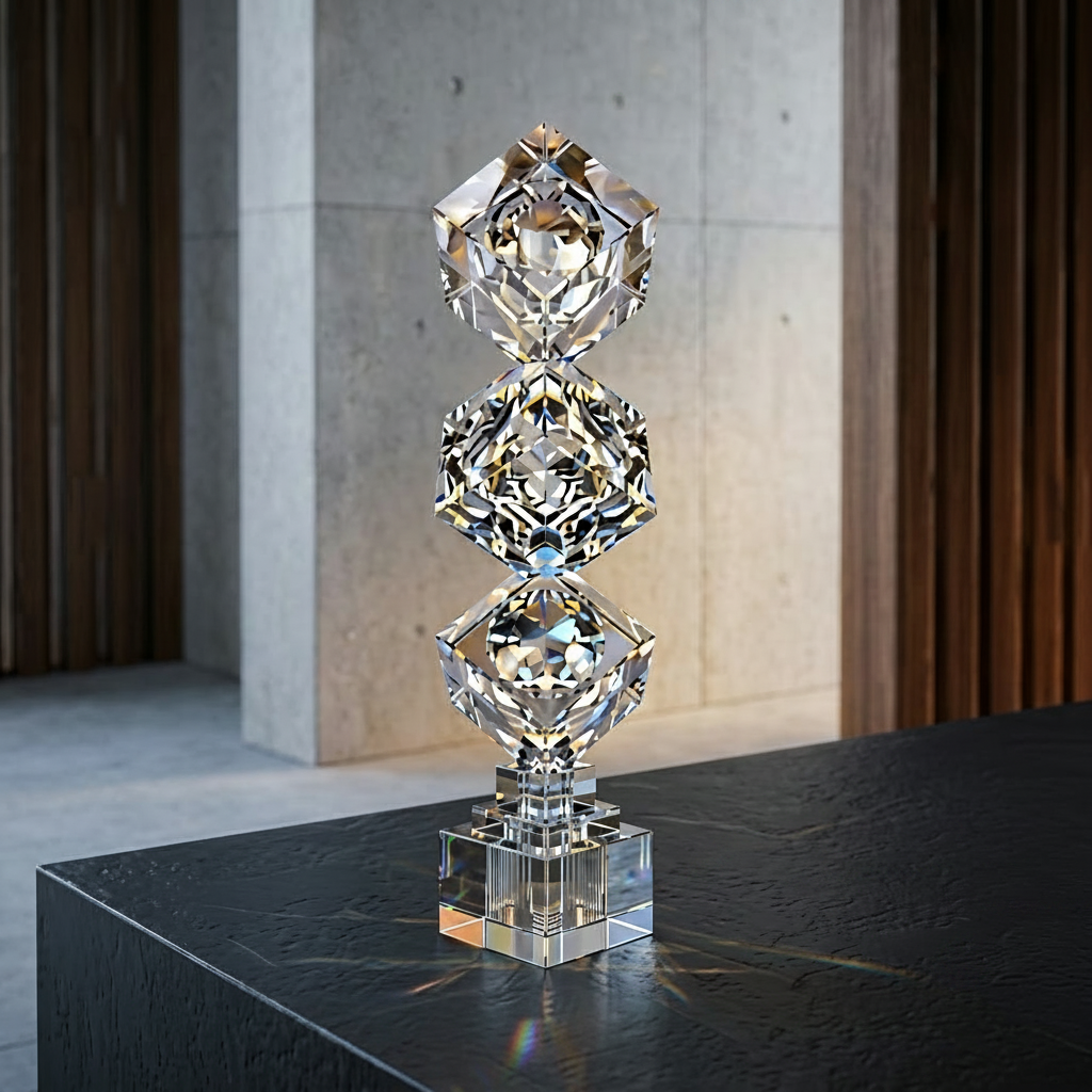 Lumina Stacked Crystal Cube Sculpture