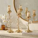 Modern Gold Trio Flower Stem Candle Holder Set of 3