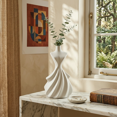 Elegant Ceramic Female Form Gown Vase