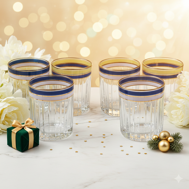 Royal Gold Rimmed Glasses Set of 6