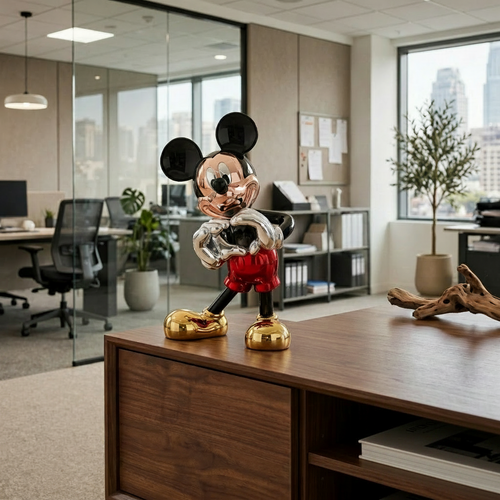 Chrome Mickey Mouse Heart Sculpture