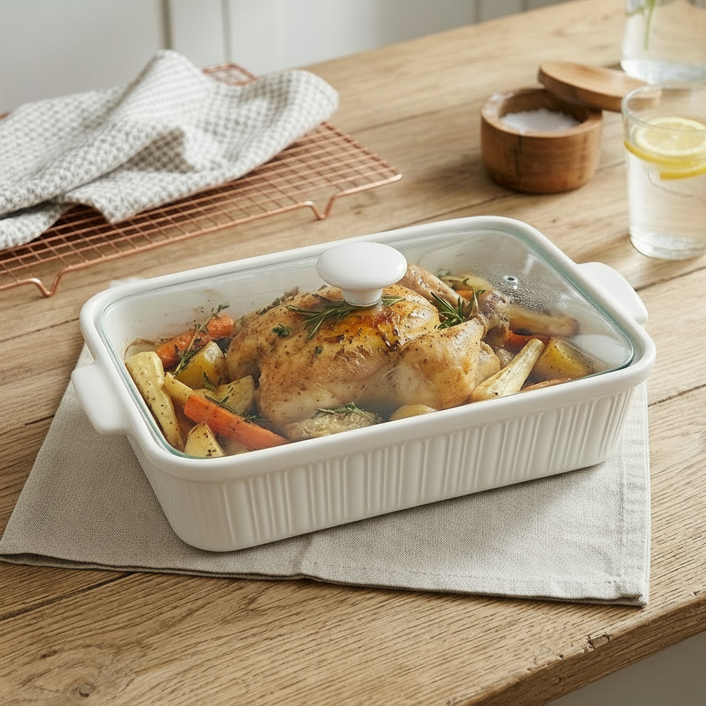 Classic Rectangular Casserole Baker With Glass Lid