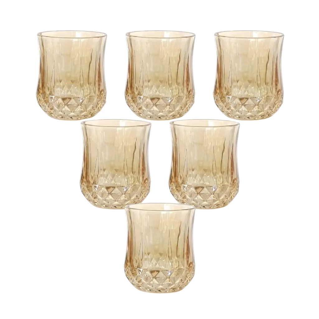 Elegant Amber Tinted Glasses Set of 6