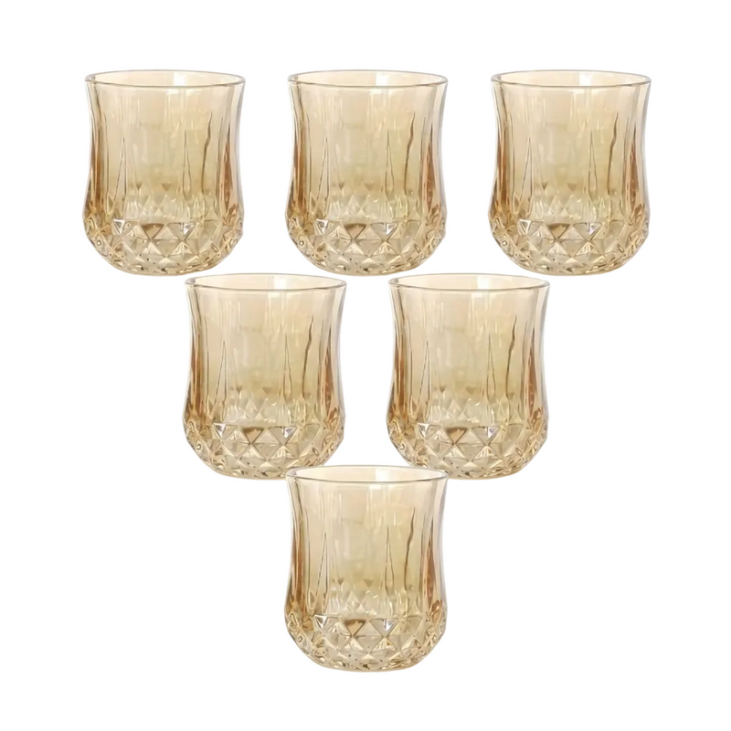 Elegant Amber Tinted Glasses Set of 6