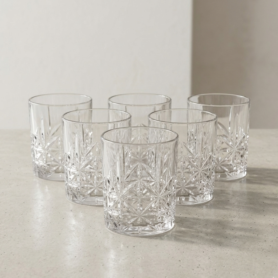 Elegant Geometric Cut Glasses Set of 6