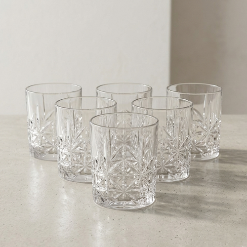 Elegant Geometric Cut Glasses Set of 6