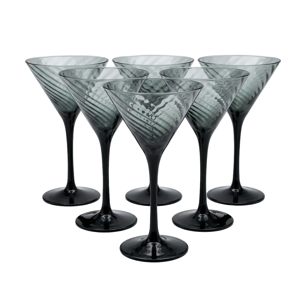 Smoky Grey Martini Glasses Set of 6