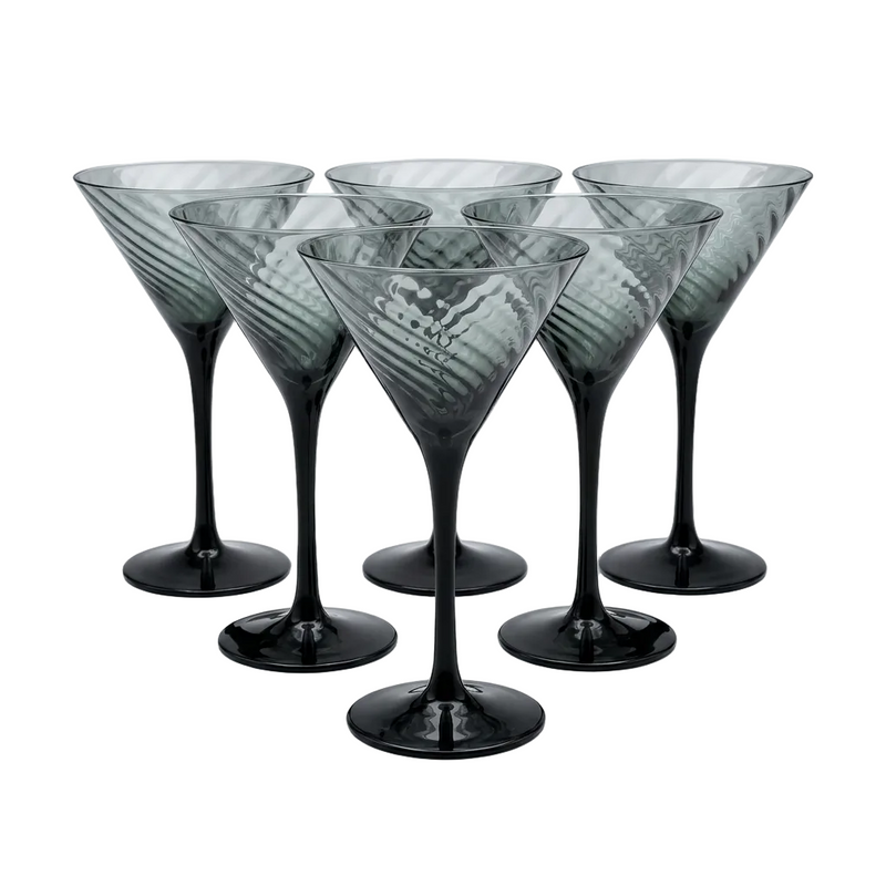 Smoky Grey Martini Glasses Set of 6