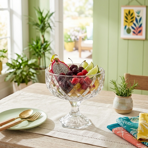 Elegant Cut Design Glass Bowl