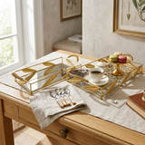 Opulent Glass Serving 2Pc Tray Set