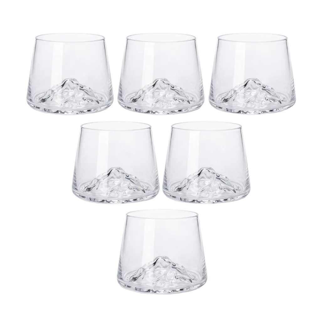 Elegant Mountain Base Whiskey Glasses Set of 6