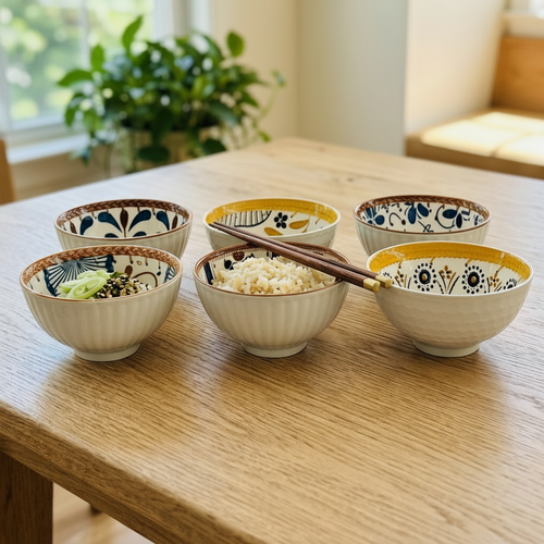 Elegant Floral Bowl Set of 6