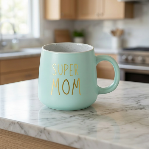 Pastel Ceramic "Mom" Coffee Mug Collection – Gold Lettering Set