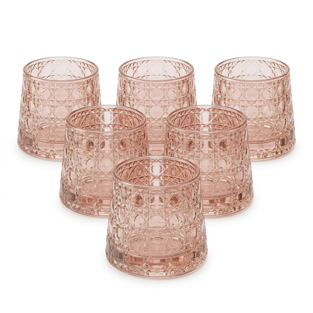Luxury Amber Cut Whiskey Glasses Set of 6
