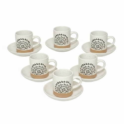 Elegant Ceramic Cup & Saucer Set 12 Piece