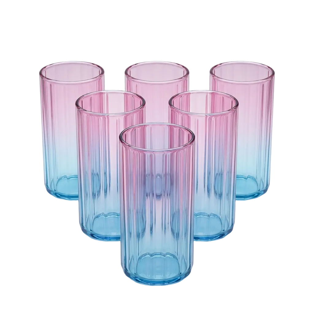 Dual Tone Ice Powder Glasses Set of 6