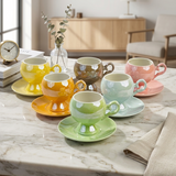 Colorful – Pedestal Cups and Saucers Set of 6