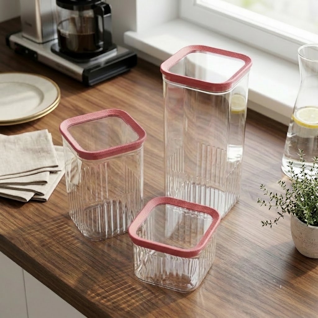 Minimalist Clear Canister Set 3 Piece