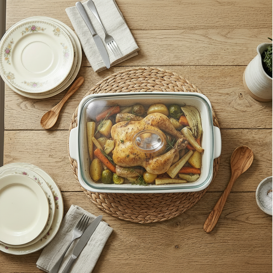 Classic Rectangular Casserole Baker With Glass Lid
