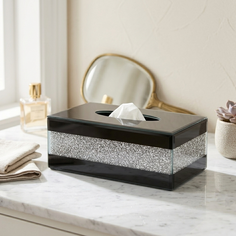 Luxe Diamond Crush Tissue Box Cover
