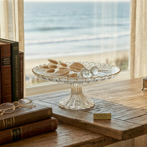 Elegant Gold-Edge Crystal Serving Platter