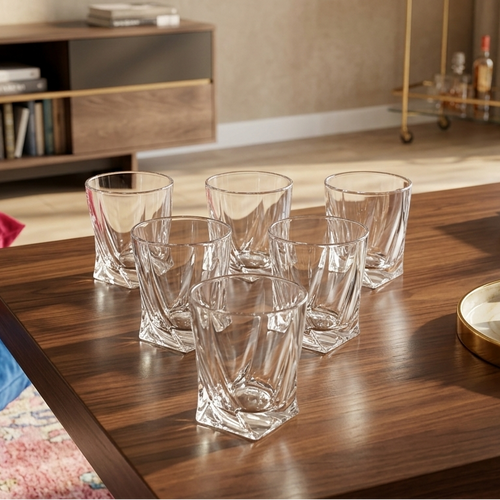 Twisted Cut Whiskey Glasses Set of 6