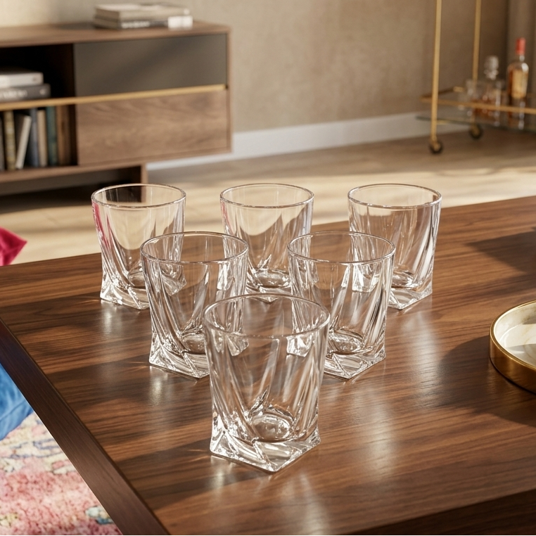Twisted Cut Whiskey Glasses Set of 6