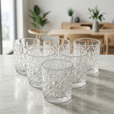 Modern Diamond Cut Glasses Set of 6