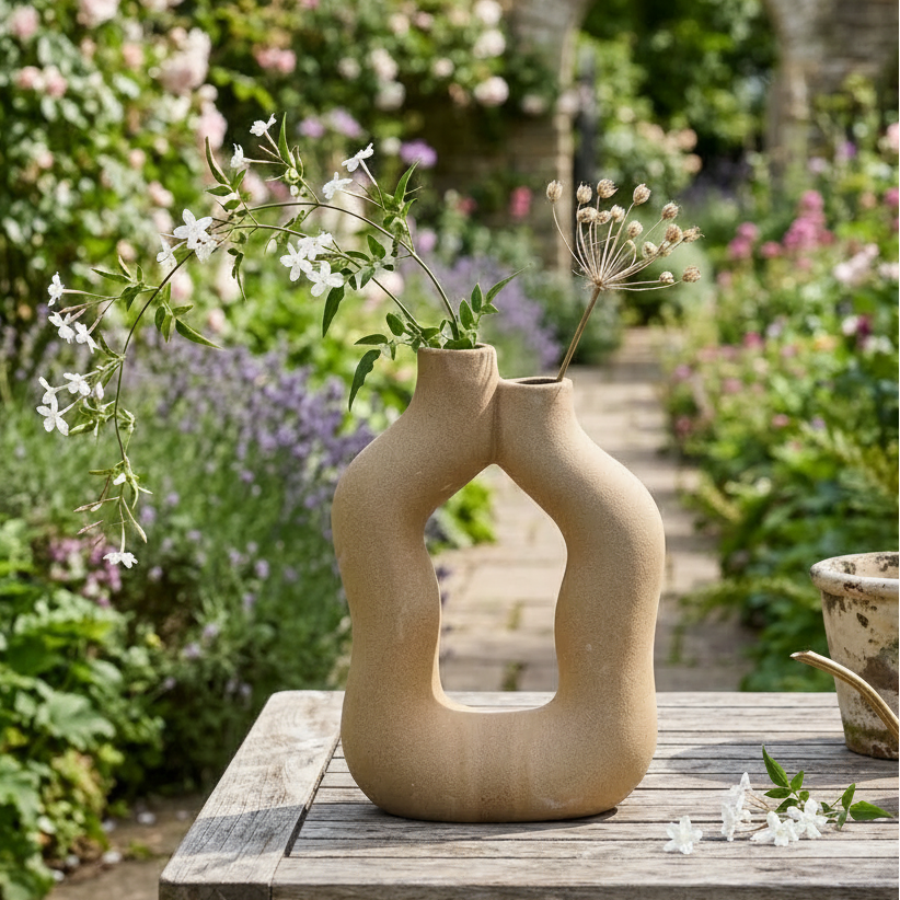 Komorebi Dual Spout Organic Ceramic Vase