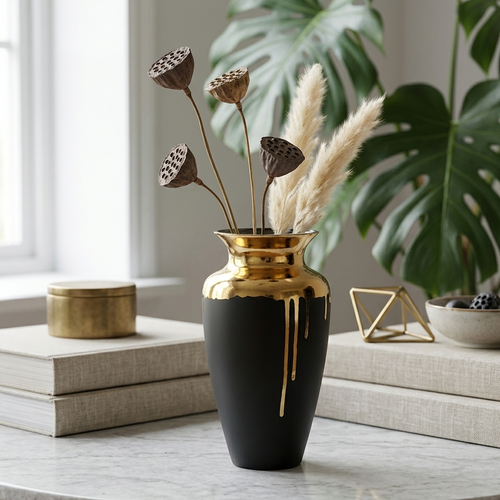 Cascade Matte Black Vase