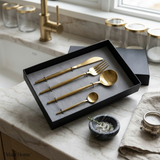 Modern Satin Gold Finish Cutlery Set of 4