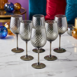 Smoky Grey Wine Glasses Set of 6