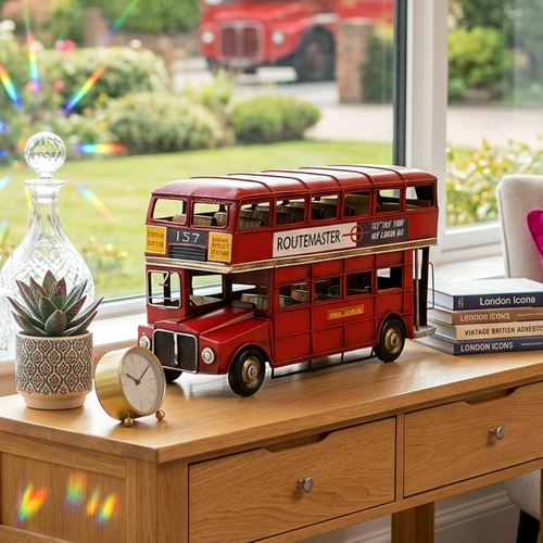 Vintage Metal Double Decker Bus Showpiece