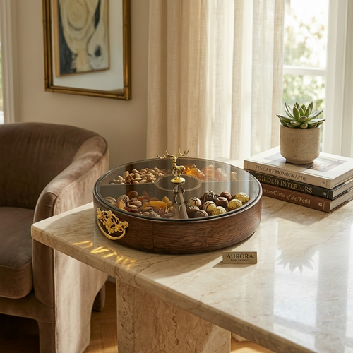Multi-Compartment Serving Tray with Tinted Lid