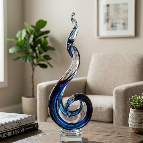 Elegant Glass Cresting Wave Sculpture