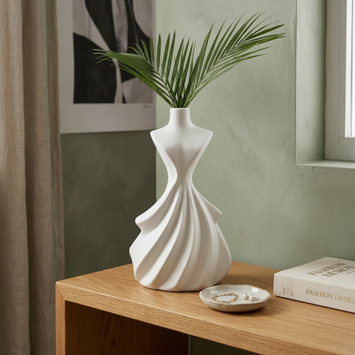 Elegant Ceramic Female Form Gown Vase