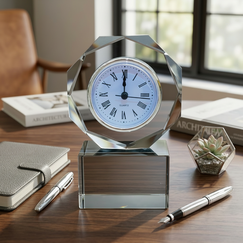 Faceted Crystal Desk Clock