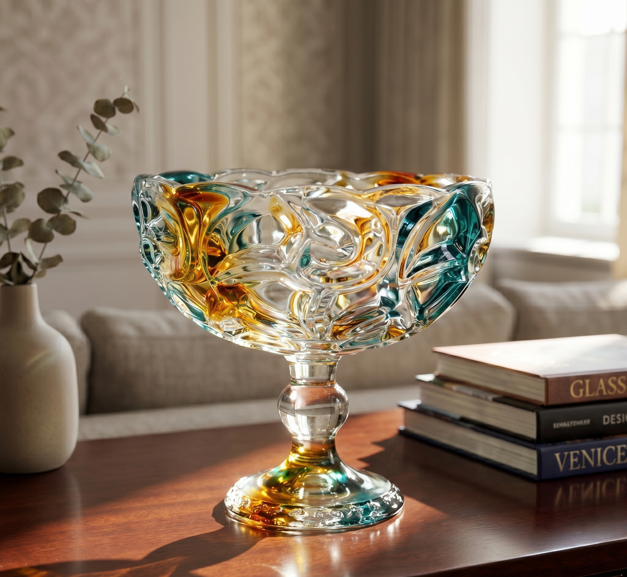 Elegant Bloom Glass Pedestal Bowl