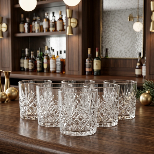 Crystal Cut Whiskey Glasses Set of 6