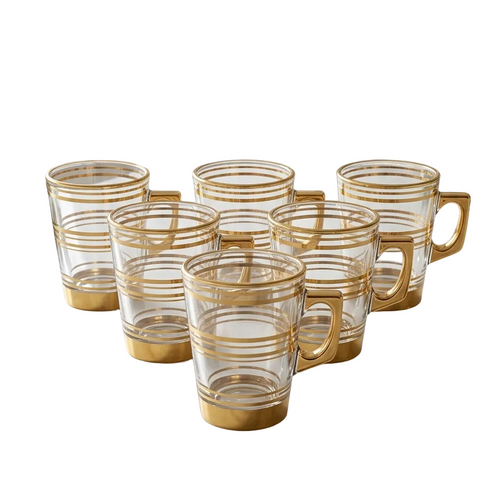 Metallic Gold Striped Glasses Set of 6